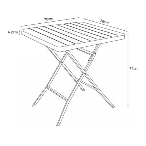 Mesa de camping plegable 78 x 78 x 74 cm efecto madera marrón 03_0011000 1