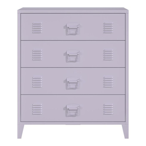 Commode - HELLOSHOP26 - Modèle industriel - 4 tiroirs spacieux - Métal gris - Montage simple 2