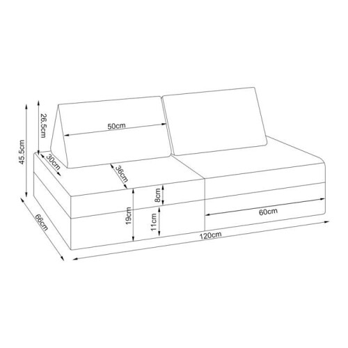 Divano poltrona da gioco 5 pezzi in velluto a righe 120 x 66 x 46 cm 2