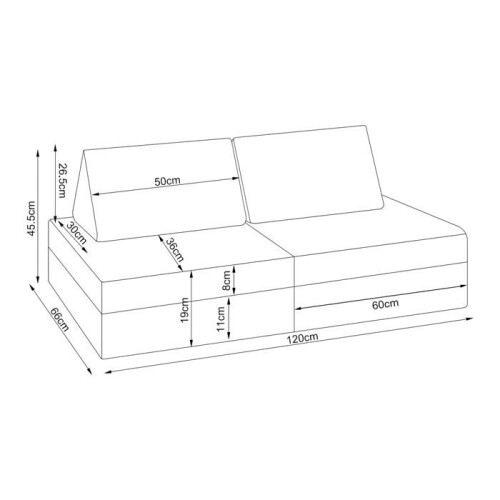 Divano poltrona da gioco 5 pezzi 120 x 66 x 46 cm velluto a coste 2