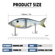 Lampo da pesca con glider articolato da 178 mm con tre grilli - 81 g di esca rigida