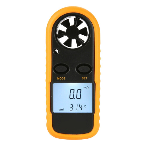 Digital Anemometer 30m/s Handheld Wind Speed and Temperature Gauge with Backlit Display for HVAC