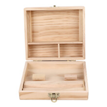 Tragbare Holzkiste mit Schloss und Rolltablett für Kräuter & Schmuck