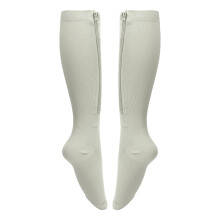 Graue 15-20 mmHg Zip Kniehohe Kompressionsstrümpfe Damen XXXL