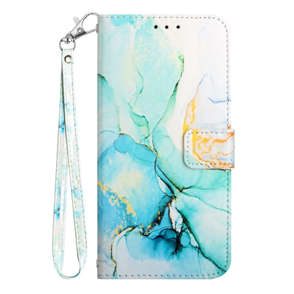 Marble Wallet Flip Folio Case With Card Slot Pu Leather Magnetic Closure For Samsung Galaxy A35 5G Green 9382693016898