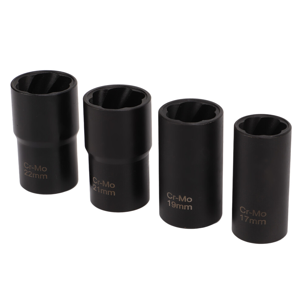 5Pcs Carbon Steel Lug Nut Extractor Set 17-22Mm, 1/2In Drive 3521374299885