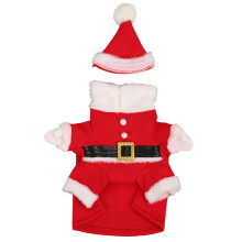 Kostým Santa Clause pro psa a kočku, zábavný cosplay outfit, teplé vánoční oblečení s nastavitelným designem a stylovým vzhledem,