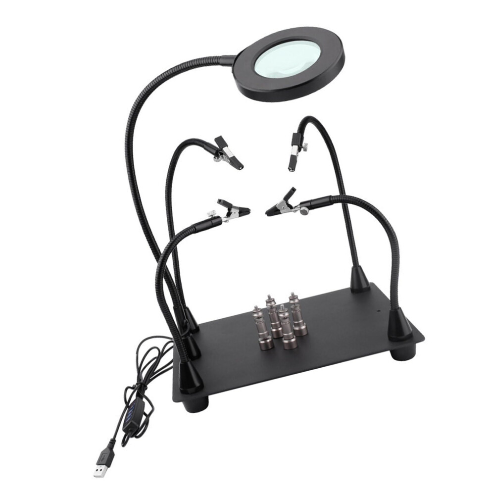 Helping Hands Soldering Station With 6X Magnifying Glass Light, Adjustable Fixtures For Precise 9094768874011