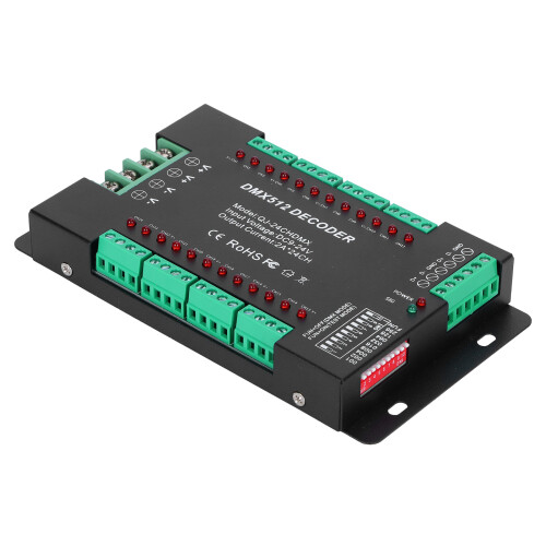 Led Strip Light Controller With Dmx512 Decoder, 24 Channel Outputs For High Power Led Control, Programmable Effects And Digital Display For Versatile 2