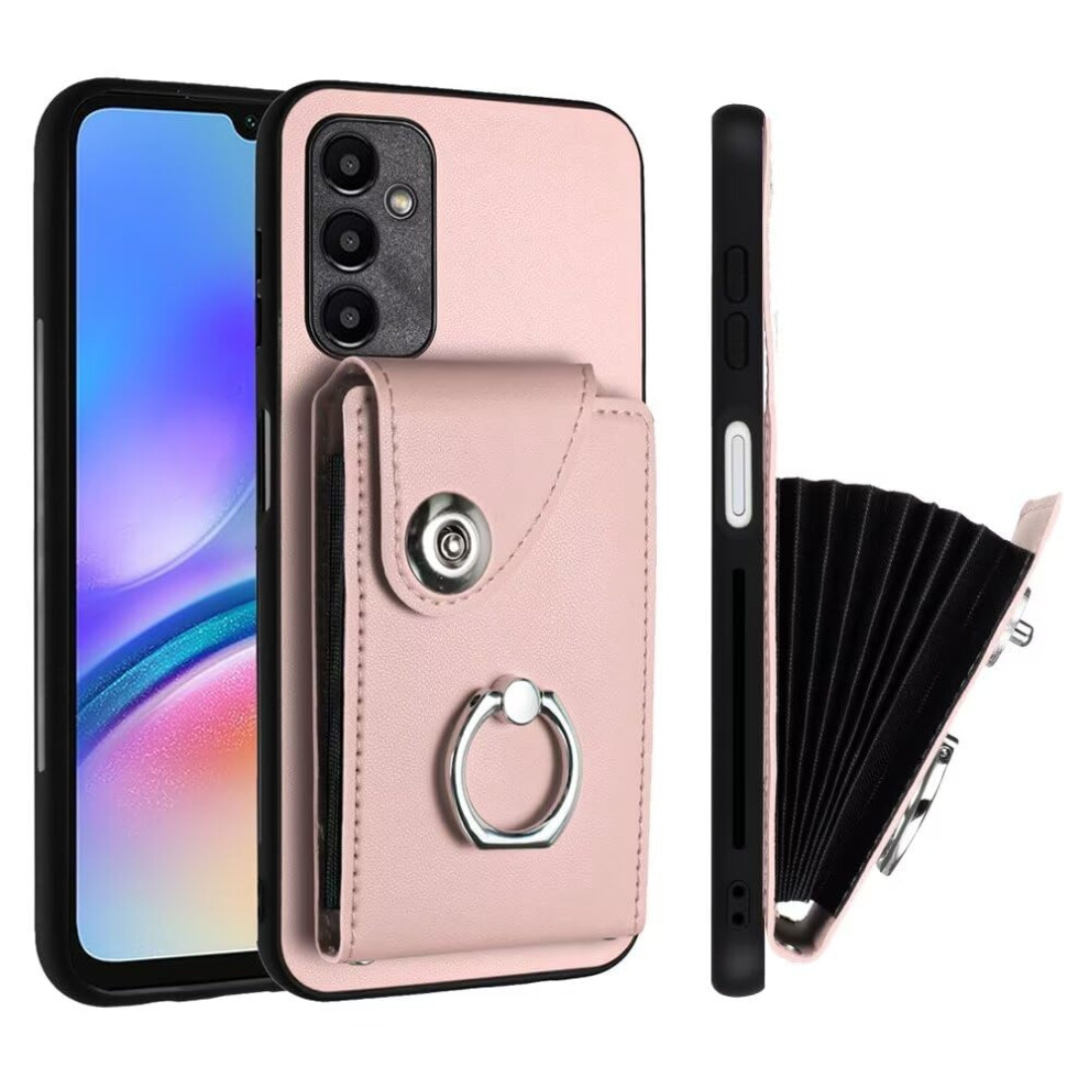 Wallet Case With Card Holder And Ring Holder, Rfid Blocking, Pu Leather And Tpu Shockproof, For Xiaomi Redmi 12C/11A Pink 9347817311037
