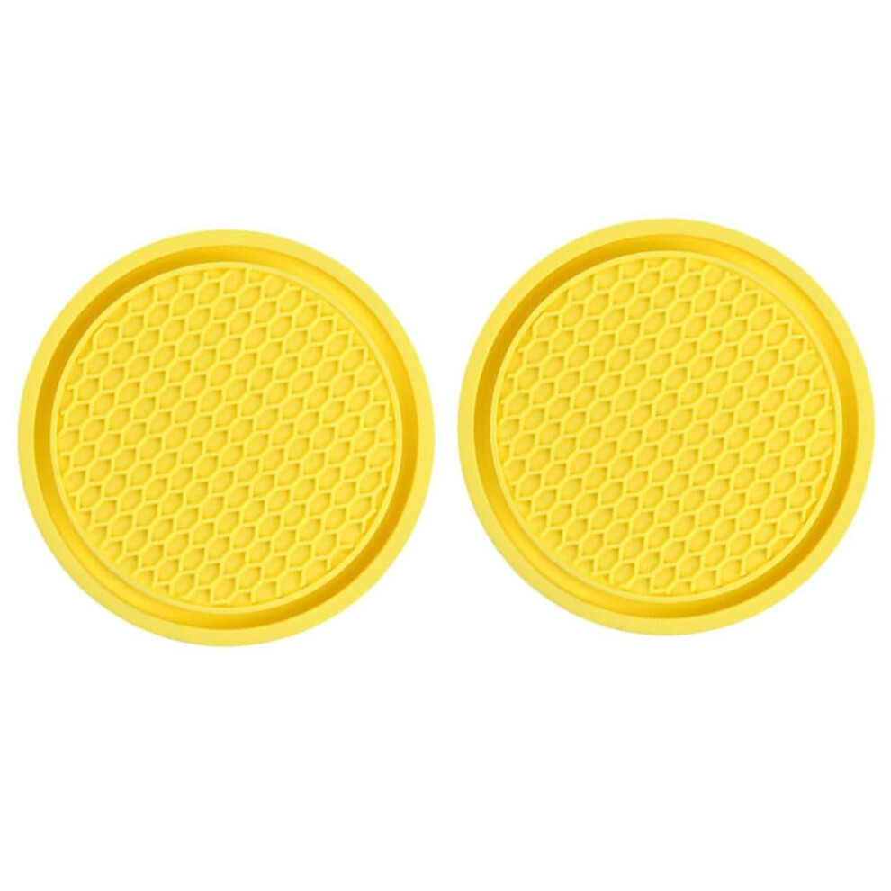 Car Coasters Nonslip Rubber Cup Holder Mats For Mini Cooper F55 F56 Pair Yellow 9174973813989