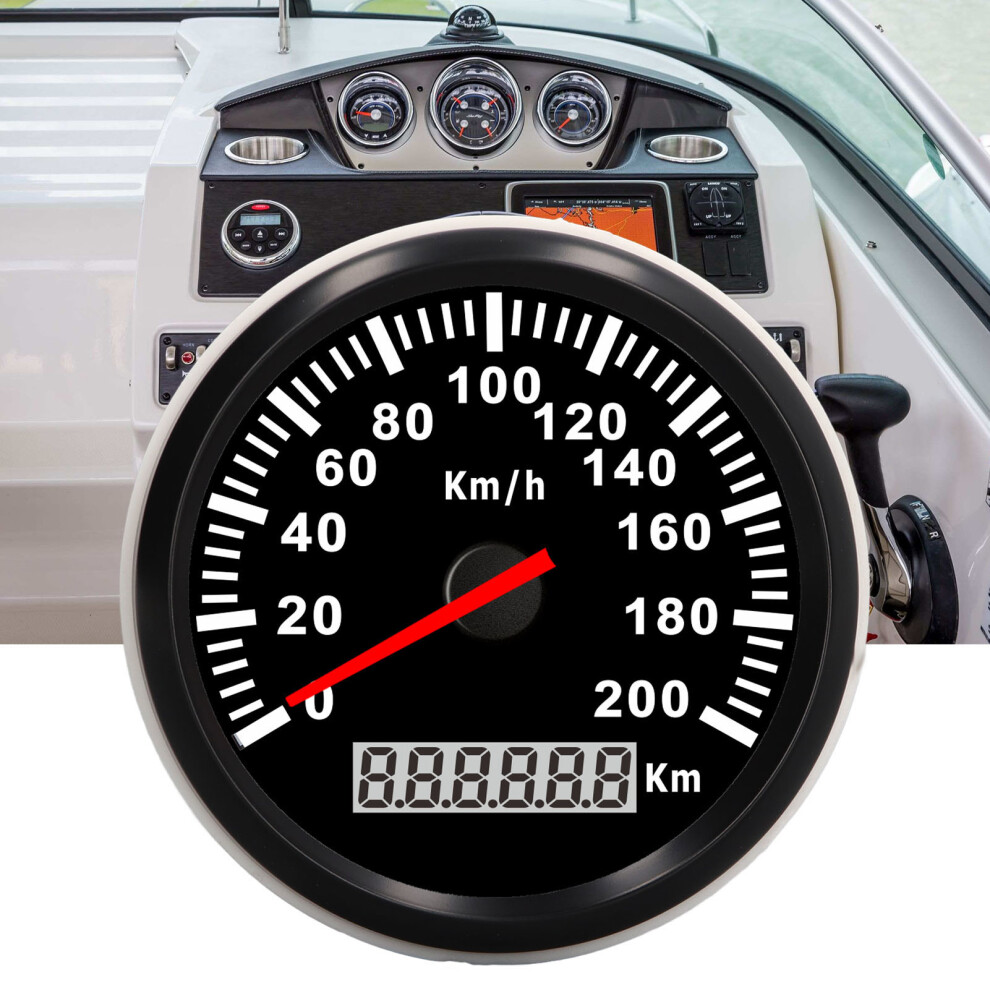85Mm Speedometer Odometer 200Km/H Backlight For Yacht Boat Ip67 Red 9461374305145