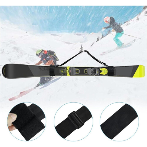 Ski Carry Strap Poles Strap Ski Backpack Adjustable Shoulder Strap Black 1