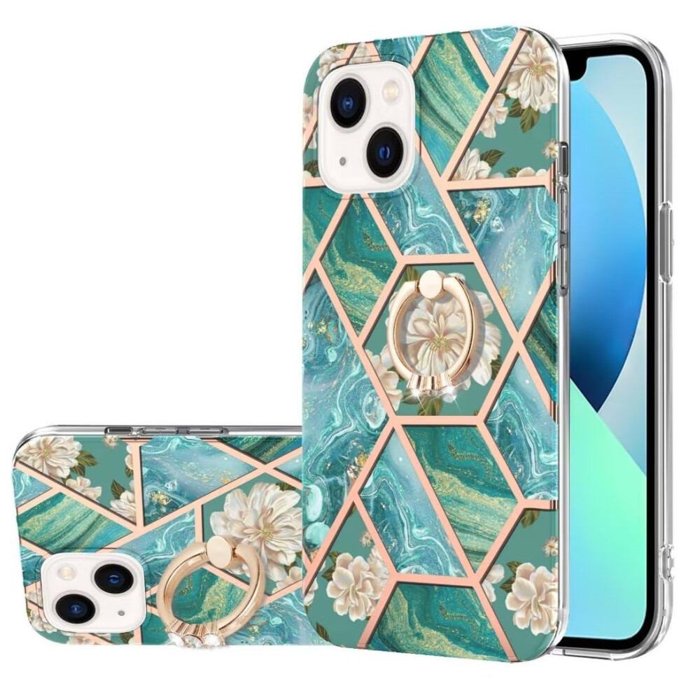 Marble Case With Ring Holder Stand Slim Glitter Glossy Soft Tpu Shockproof Case For Samsung Galaxy S21 Fe Blue 9382693018670