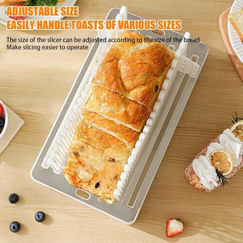 Bread Slicer, Homemade Cutter, Foldable Crumb Tray, AntiSlip Base, White Ref: 4447 2
