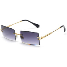 (As show, One size) Sunrain Rimless Rectangle Sunglasses compatible with Women/Men Ultralight Metal Frame Eyewear Fashion Square U
