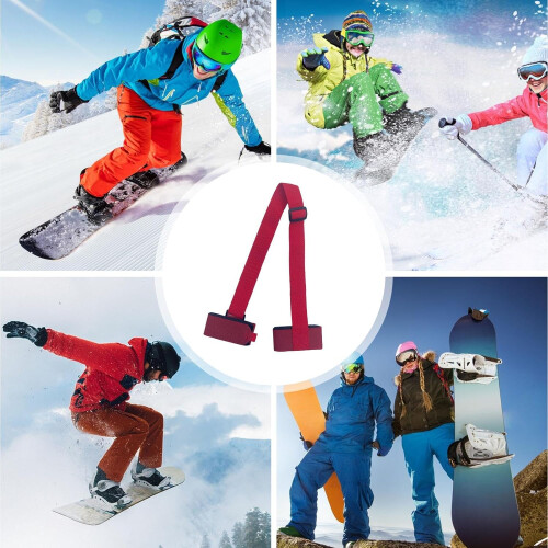 Skimate Snowboard Carrier, Adjustable Straps, Durable Bindings Red 2