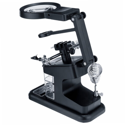 Magnifying Glass Soldering Station with LED Light, 360 Adjustable Hands  Magnifier for Electronics