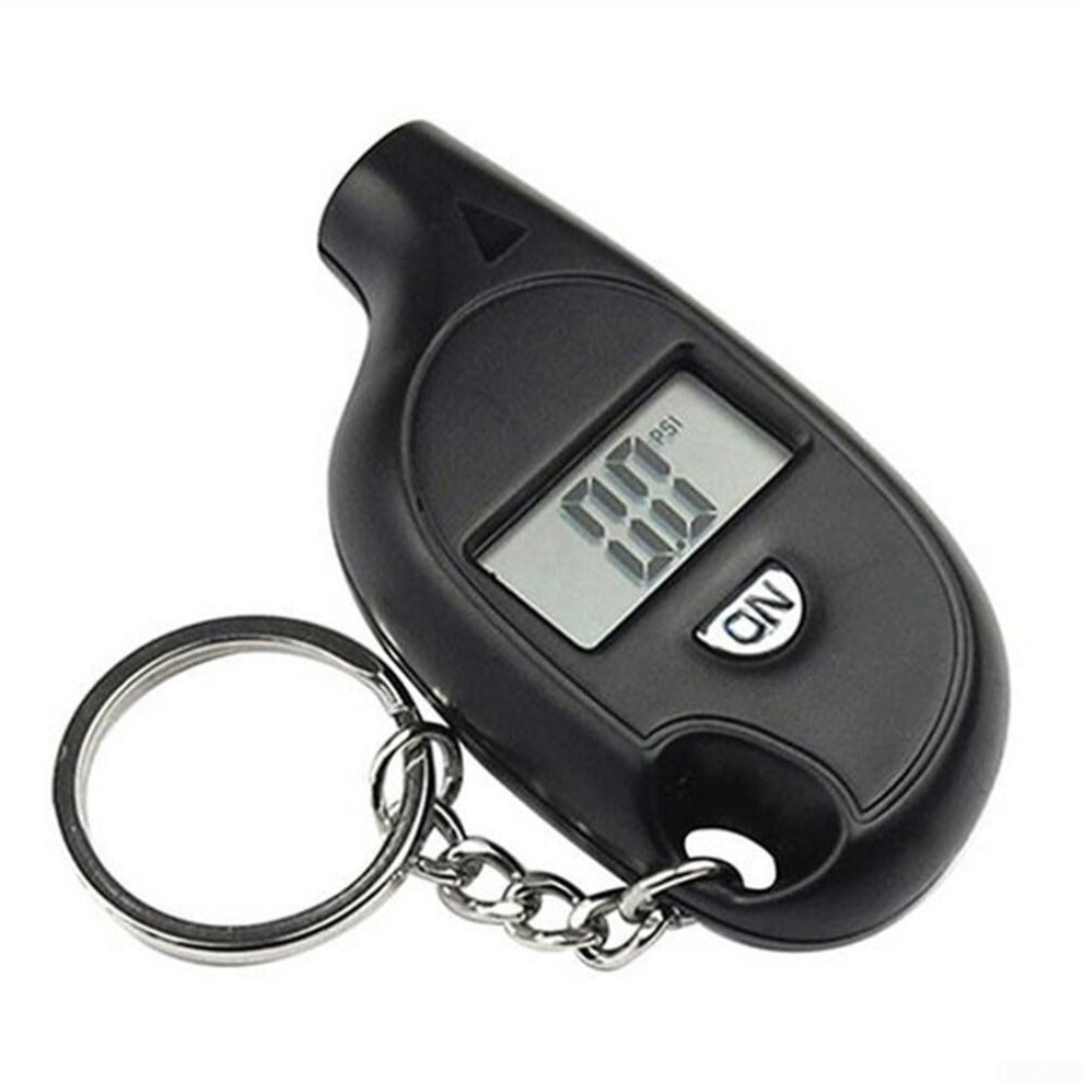 Tire Pressure Tester Digital Lcd Gauge Car Tire Monitor Keychain Use Mini Size Abs Material Black 9189345410772