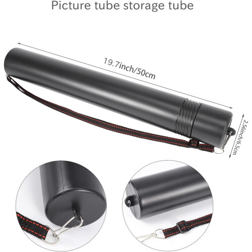 Black Plastic Drawing Picture Storage Tube Poster Scroll Holder Ref: 7781 2