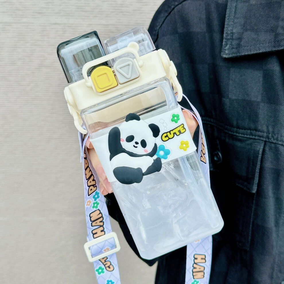 Water Bottle 520ml Leakproof With Straw Shoulder Strap Reusable Kids Bottle Flip  Sippy Cup