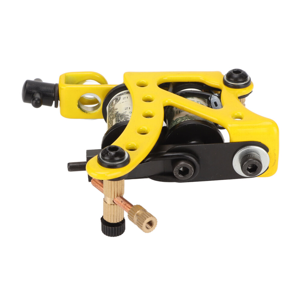 Yellow 10 Wrap Iron Coil Tattoo Machine for Artists & Beginners