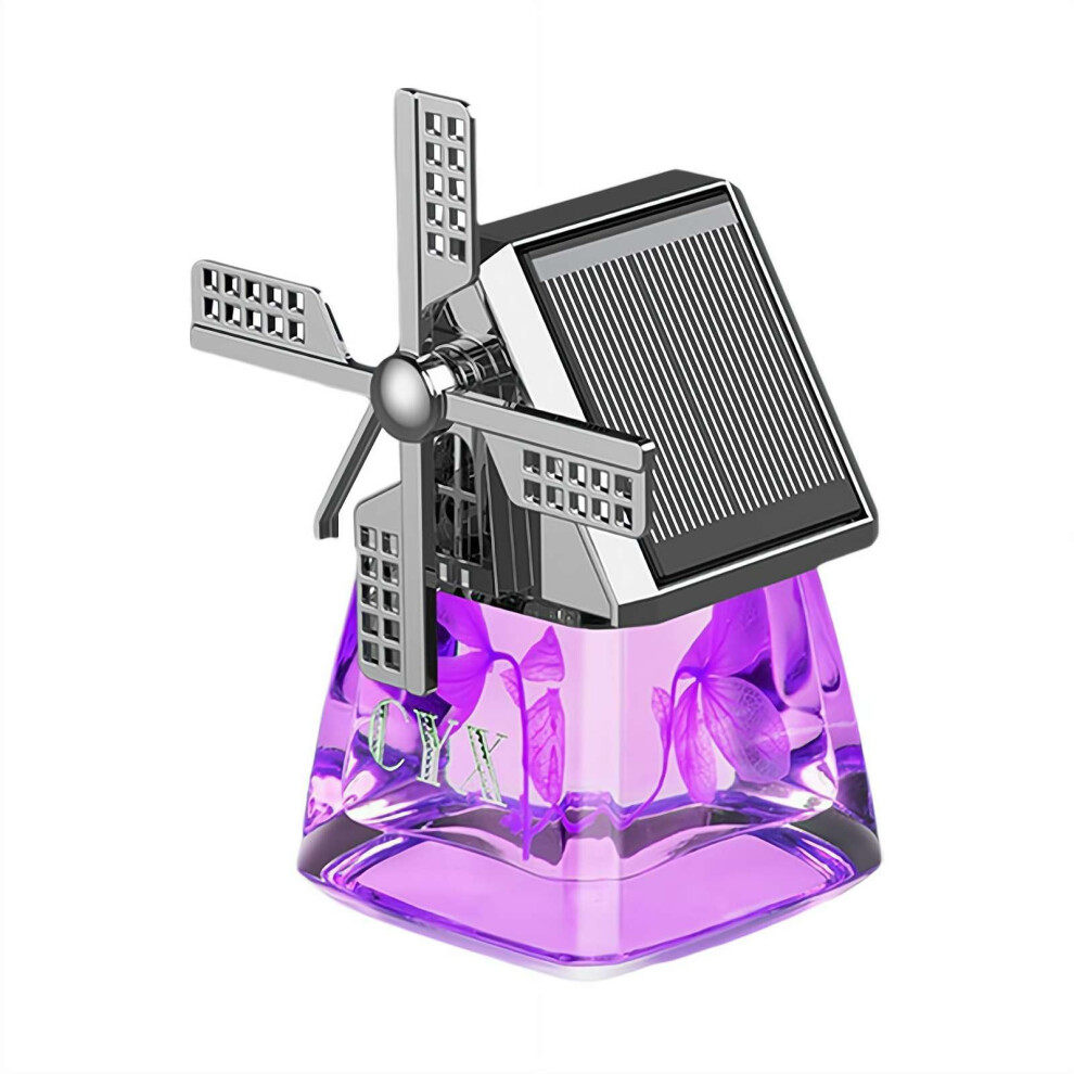 Solarpowered Windmill Aroma Car Air Freshener, Solar Car Aroma Diffuser, Rotating Aromatherapy Diffuser (Purple) Purple 9347817210521