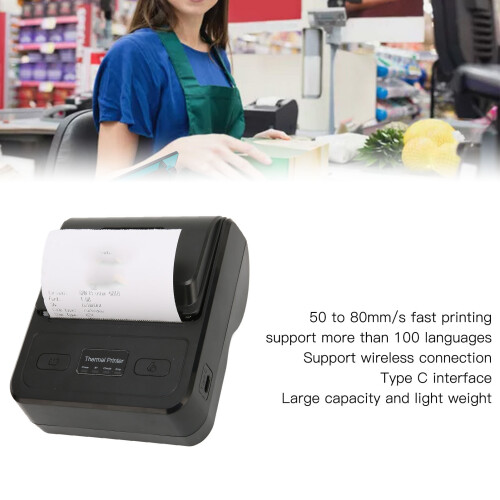Thermal Label Printer, 80mm, C-Type, 2000mAh Battery, Black 2