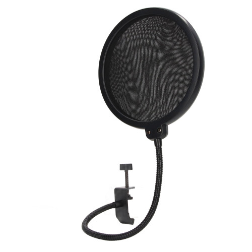 Durable Metal/Plastic Mic Pop Filter with Flexible Gooseneck 35cm