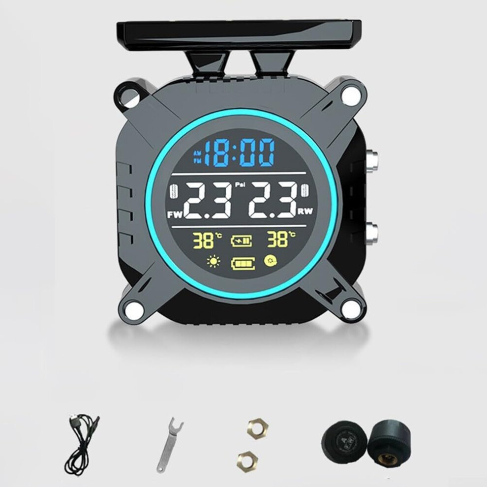 Motorbike Tpms Solar Powered Tire Pressure Monitor For Motorcycles Usb Charging Alerts Blue 9426802692198