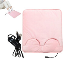 Foot Warmer Electric Fast Heating Pad USB Auto Shut Off Pouch For Bed Abdomen Leg Cramps Full Body Pink