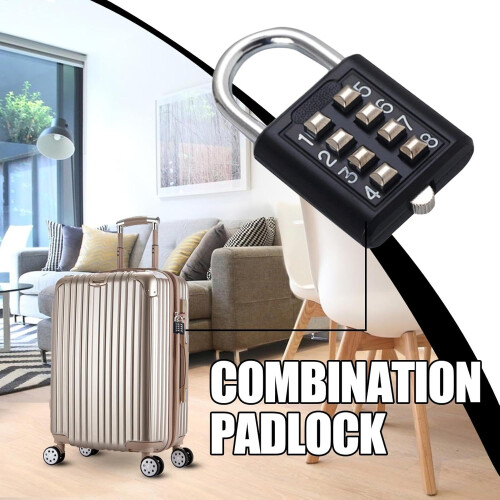 Gym Padlock with Code, Small Combination Lock 8/10 Digits, Students Toolbox Button Combination Security Padlock, Practical Gift 1