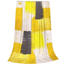 Yellow Grey Ombre Throw Blanket Soft Anti Pilling Lightweight Flannel All Season Bedding 125x150 cm