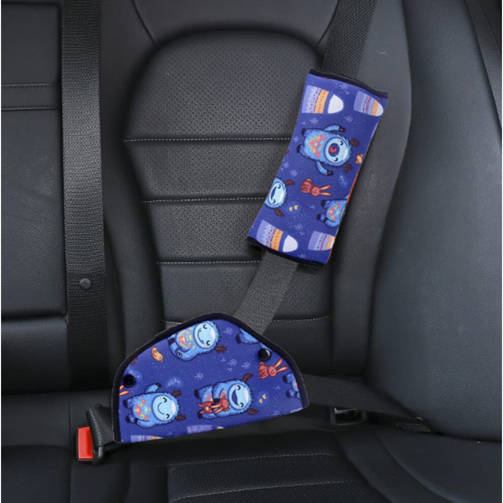 Kids Seatbelt Adjuster Car Belt Pad, Travel Pillow Neck Support, Cartoon Sheep Design, Buckle Cover For Car Pushchair 9189345413629