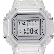 Orologio sportivo digitale a LED trasparente impermeabile leggero bianco