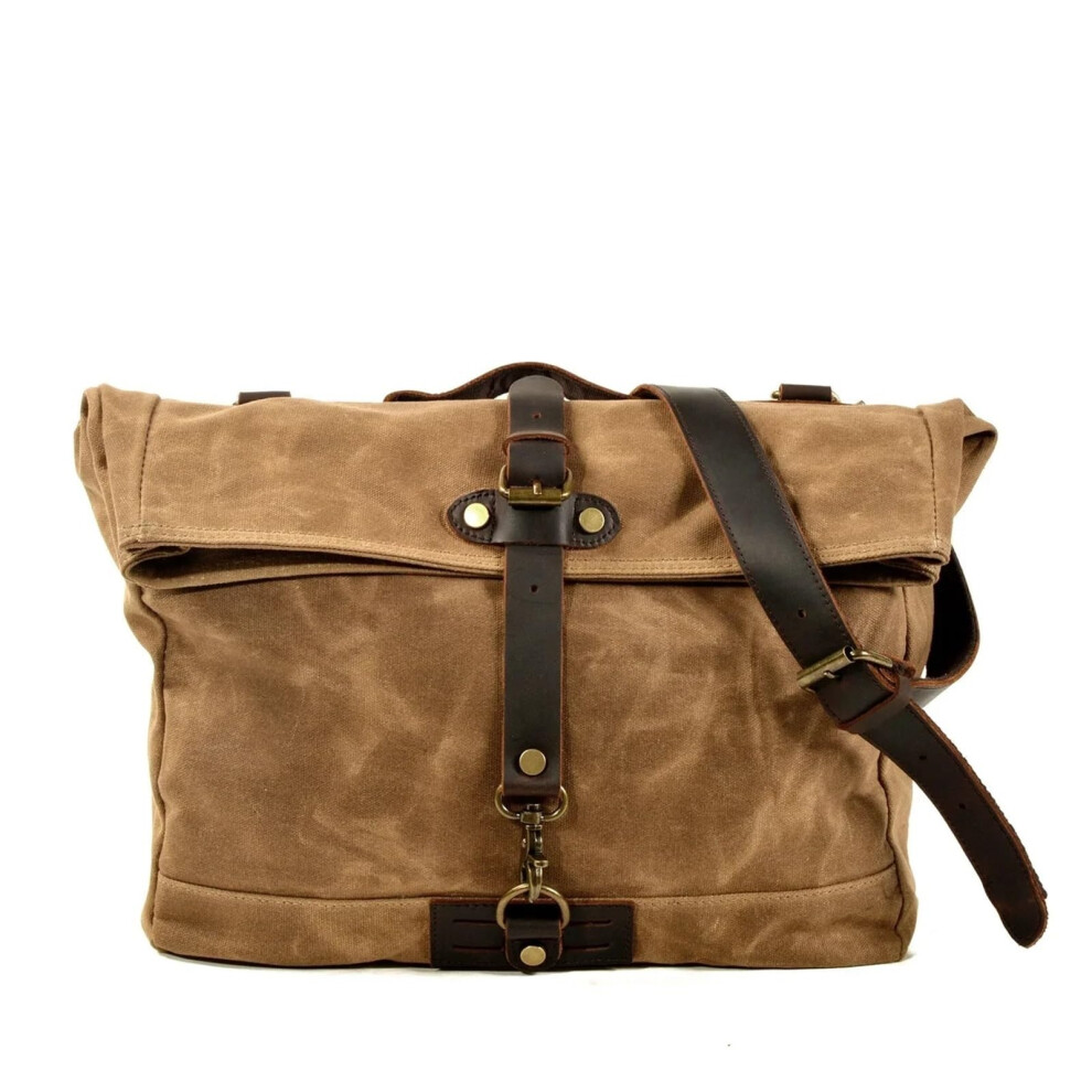 Motorcycle Front Fork Saddlebags Waterproof Khaki Large Capacity Side Bag For Motorbike 9189345413766