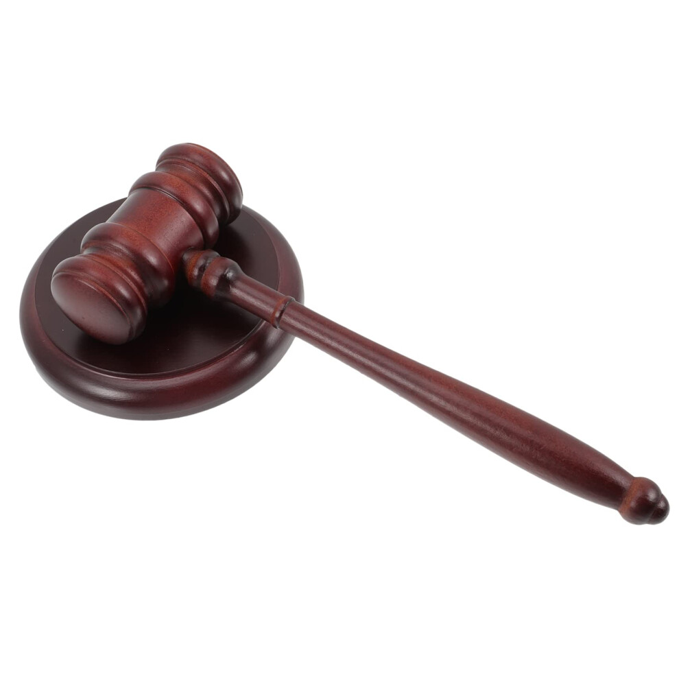 Wooden Judge Gavel With Base Smooth Finish Auction Hammer Courtroom Tool 9426802692679
