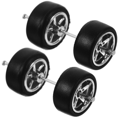 5Ensembles Jouet Caoutchouc Argent Roues Pour Miniature 1