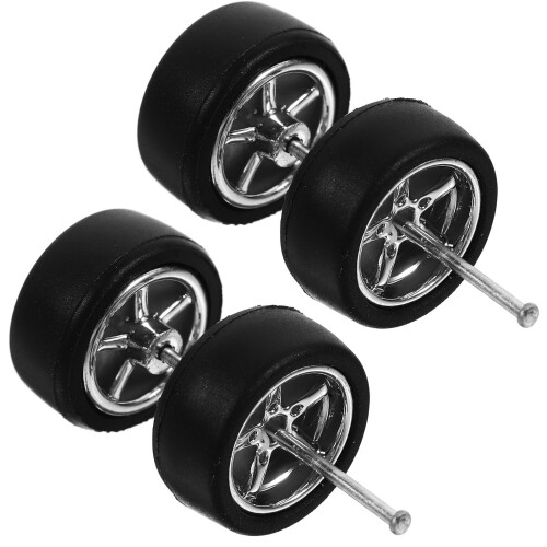 5Ensembles Jouet Caoutchouc Argent Roues Pour Miniature 2