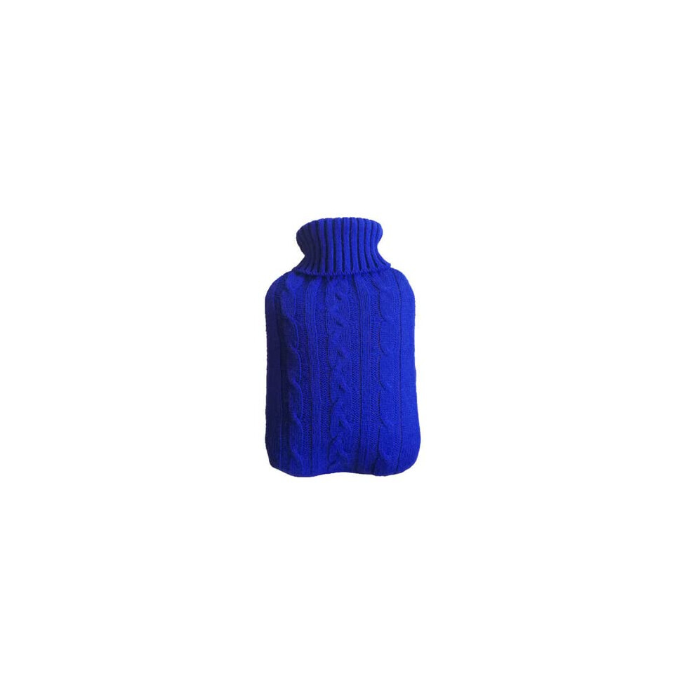 Blue 2000Ml Explosionproof Hot Water Bottle With Removable Cover, Soft For Winter Heat Preservation