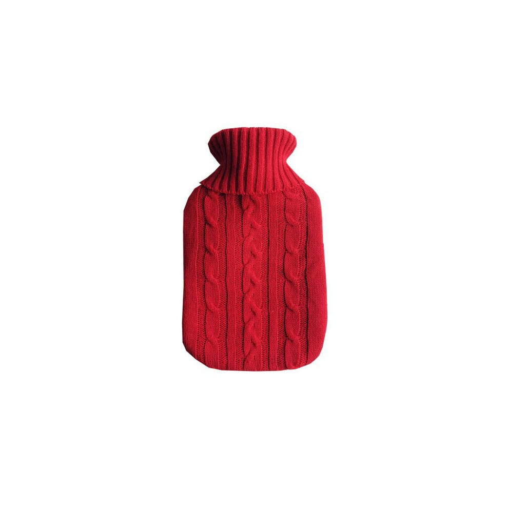 Red 2000Ml Explosionproof Hot Water Bottle With Removable Soft Cover For Winter Heat Therapy