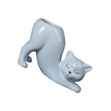 Ceramic Fleshy Plant Pot Planter Kitten Shape Window Box-Blue