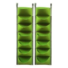 Hanging Planter Set Of 2 Multiple Pocket Vertical Wall-Green