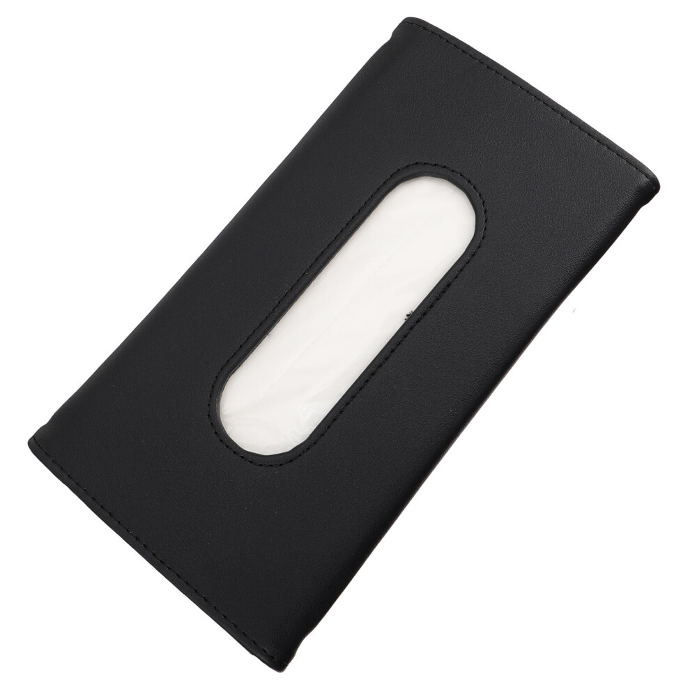 2Pcs Car Tissue Holder Pu Visor Napkin Box For Car Black 3602381564477