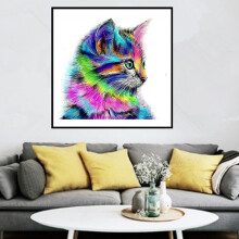 Pintura de diamantes 5D de gato Yu200 multicolor de resina