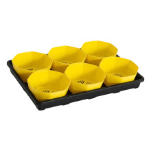 Thickened 6 Cell Plant Pot with Tray and 6Inch Pots-Yellow