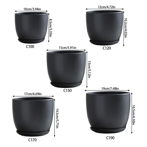 Stylish Black Planter with Drainage Hole-1 black package C150 1
