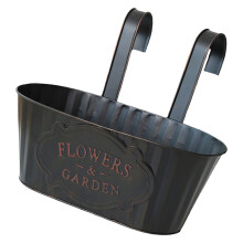 Hanging Flower Pots Railing Pot Artificial Plant Outdoor-Black
