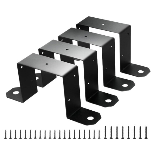 4Pieces Effective Black Coated Brackets For 4x4inch Wood Post