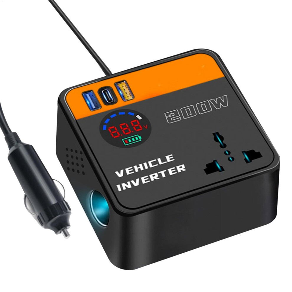 Car Power Inverter With Digital Display, 12V/24V Dc To 110V/220V Ac, Realtime Monitoring, For Cars, Minivans, Trucks 9382693901590